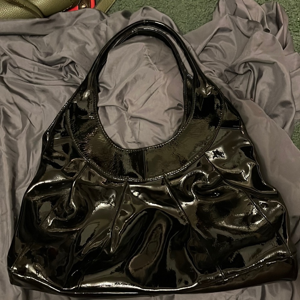 Patten leather black shoulder bag